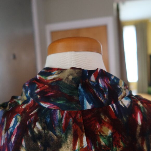 Theory 100% silk "Codey" blouse top cowl neck multicolor print size P $145 - Picture 8 of 12